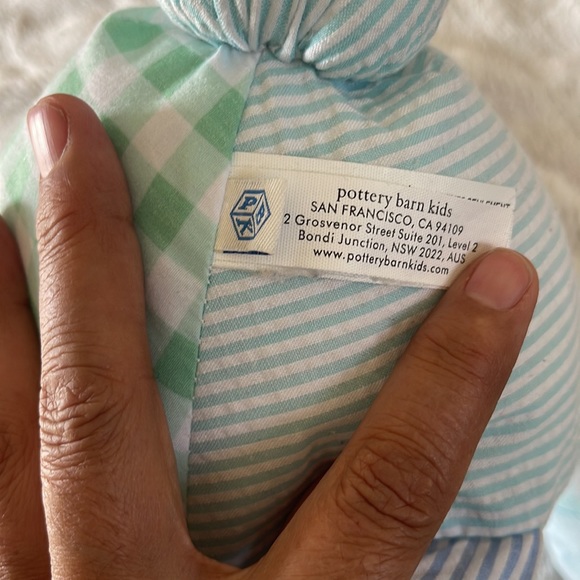 PBK Pottery Barn Kids Patchwork Lovey Toy Plush Heart Gingham Stripe - Picture 3 of 6